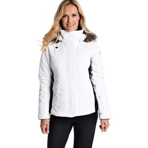 Obermeyer Tuscany Jacket Women's Size 10 White Ski Coat Faux Fur Detachable Hood